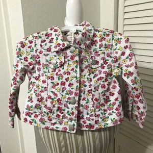 Toddler White Denim Floral Jacket